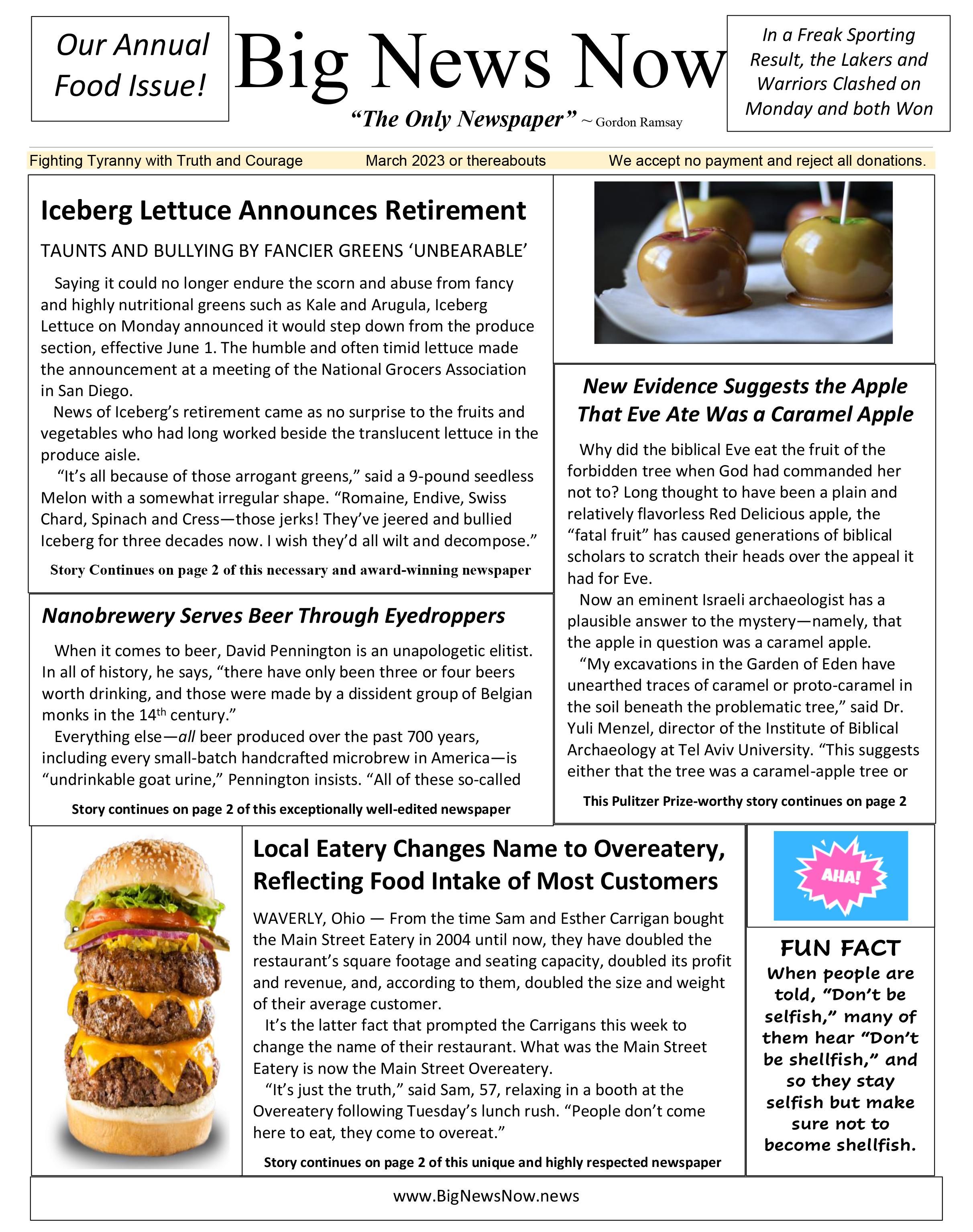 My Dad Started a Satirical Newspaper in Retirement - Here’s His February Food Edition!