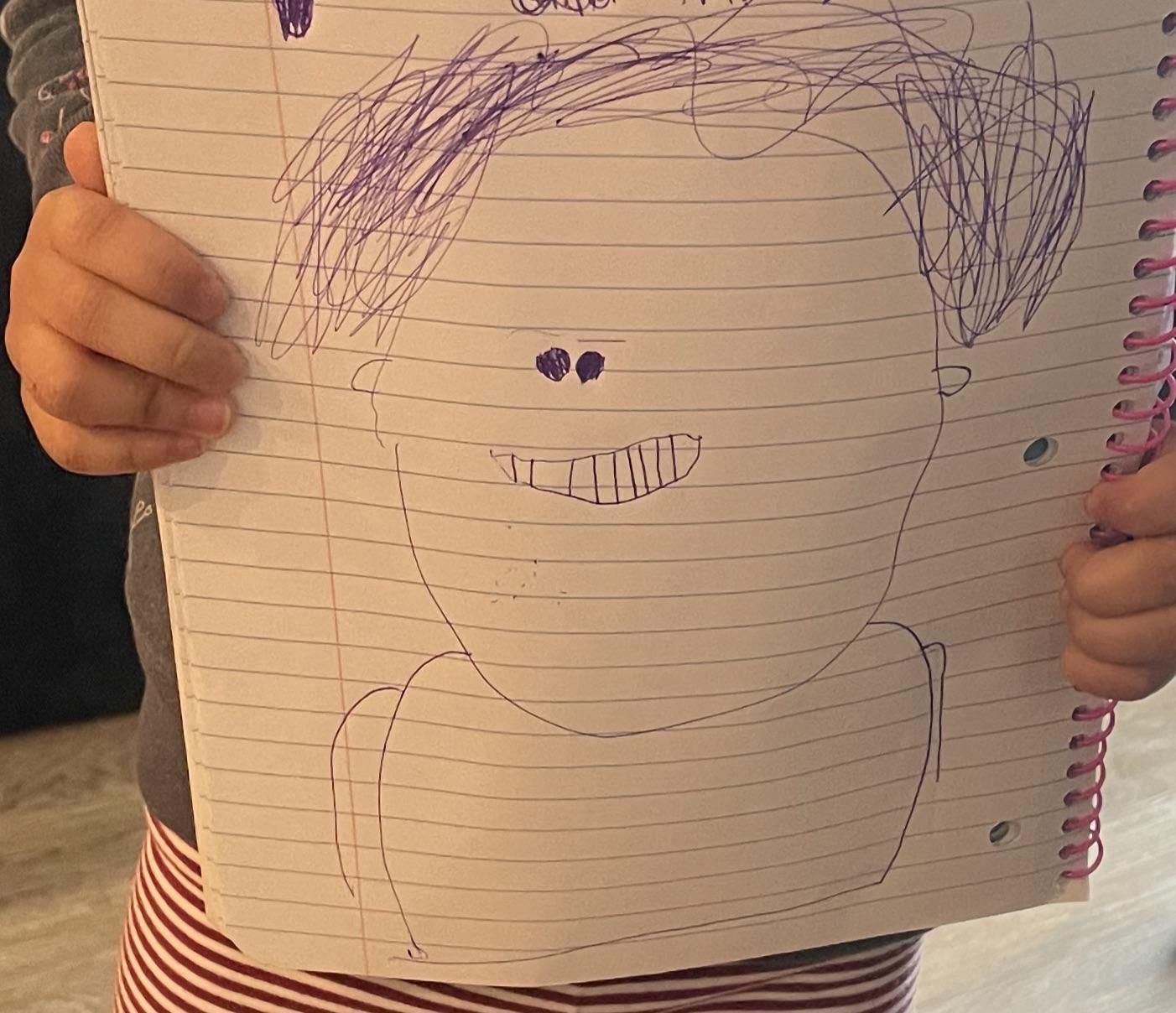 My 3 year old drew me, and her mom won't stop laughing at me.