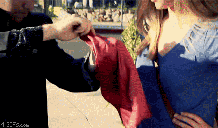 Only way I get to grab gf's boobs.