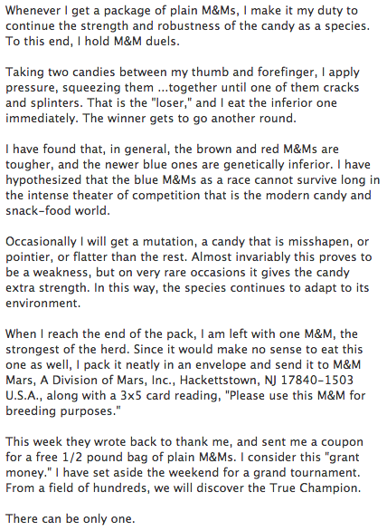 My mission next time I get M&Ms