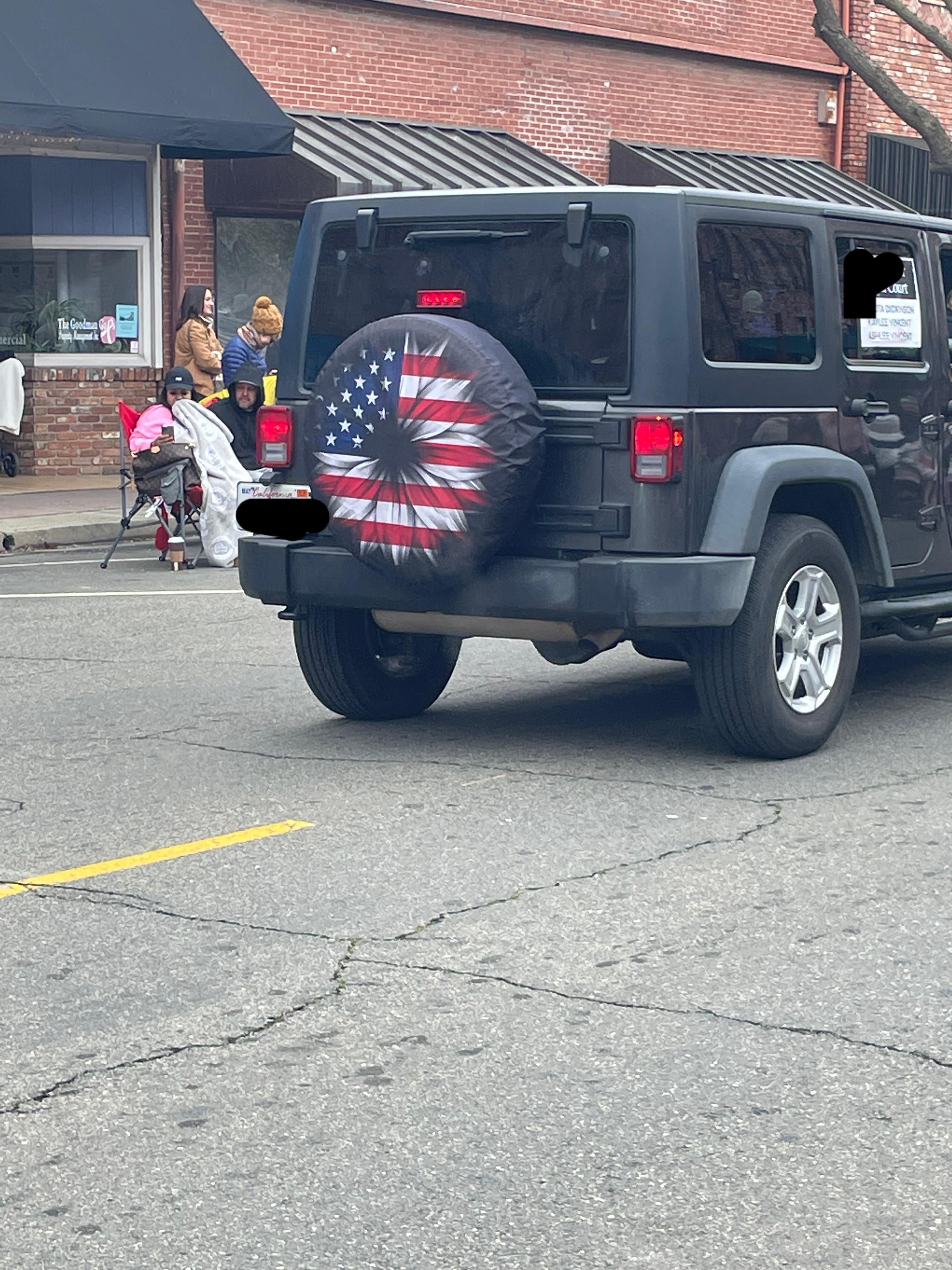 American flag butthole tire cover.