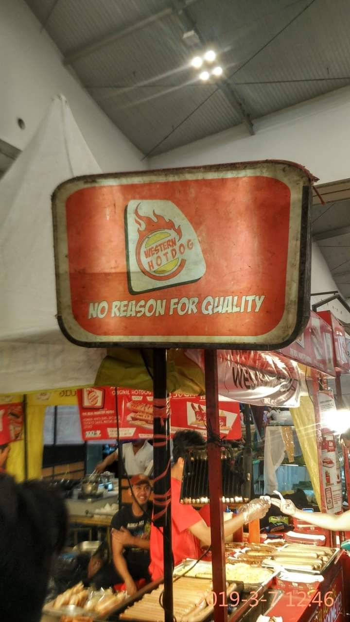 a hot dog stand in Indonesia. Finally some honesty in advertising