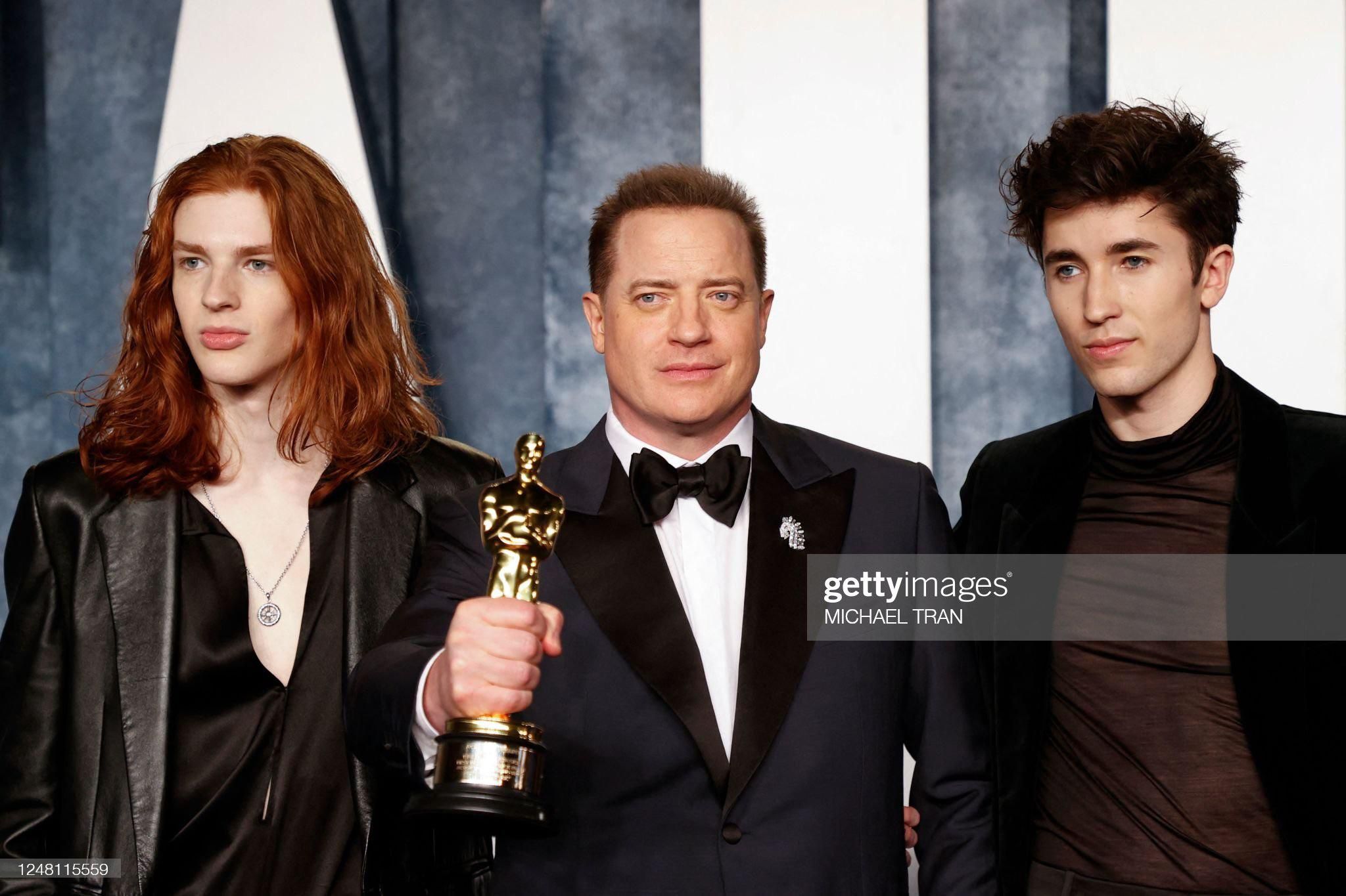 Brendan Fraser and sons...or, secret king of a vampire dynasty moonlighting as an actor?