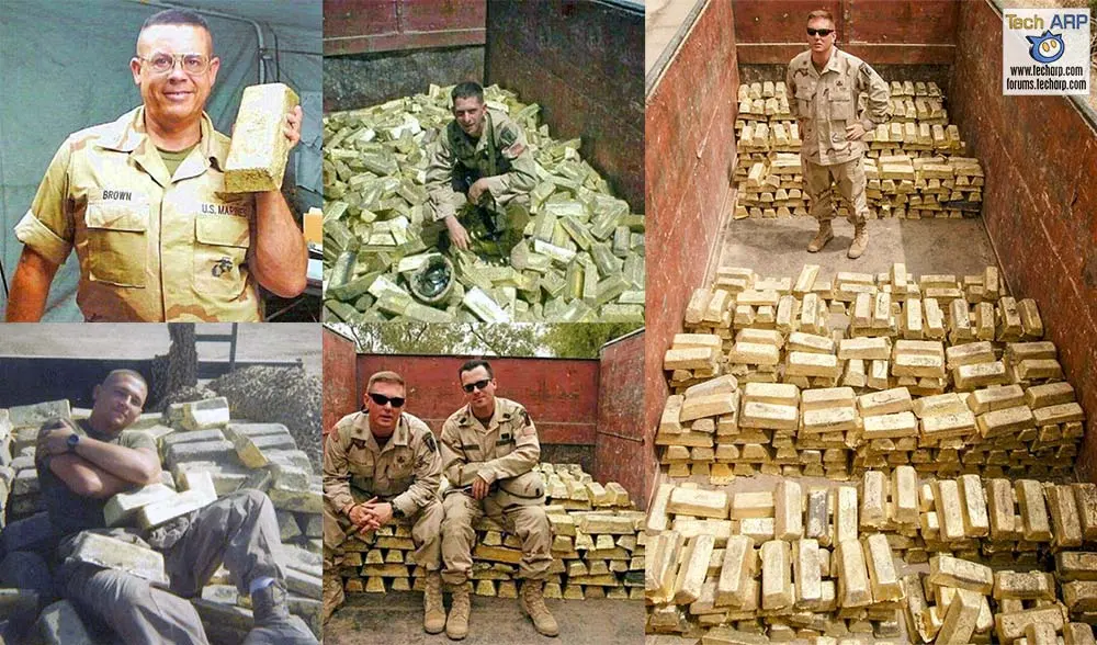 American soldiers with the chemical weapons they found in Iraq.