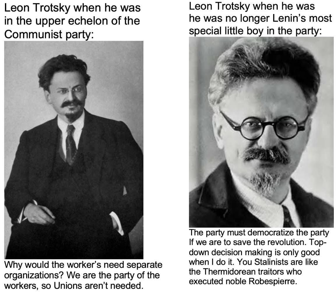 This was not hypocrisy because Trotsky’s single overarching belief was that he was always right