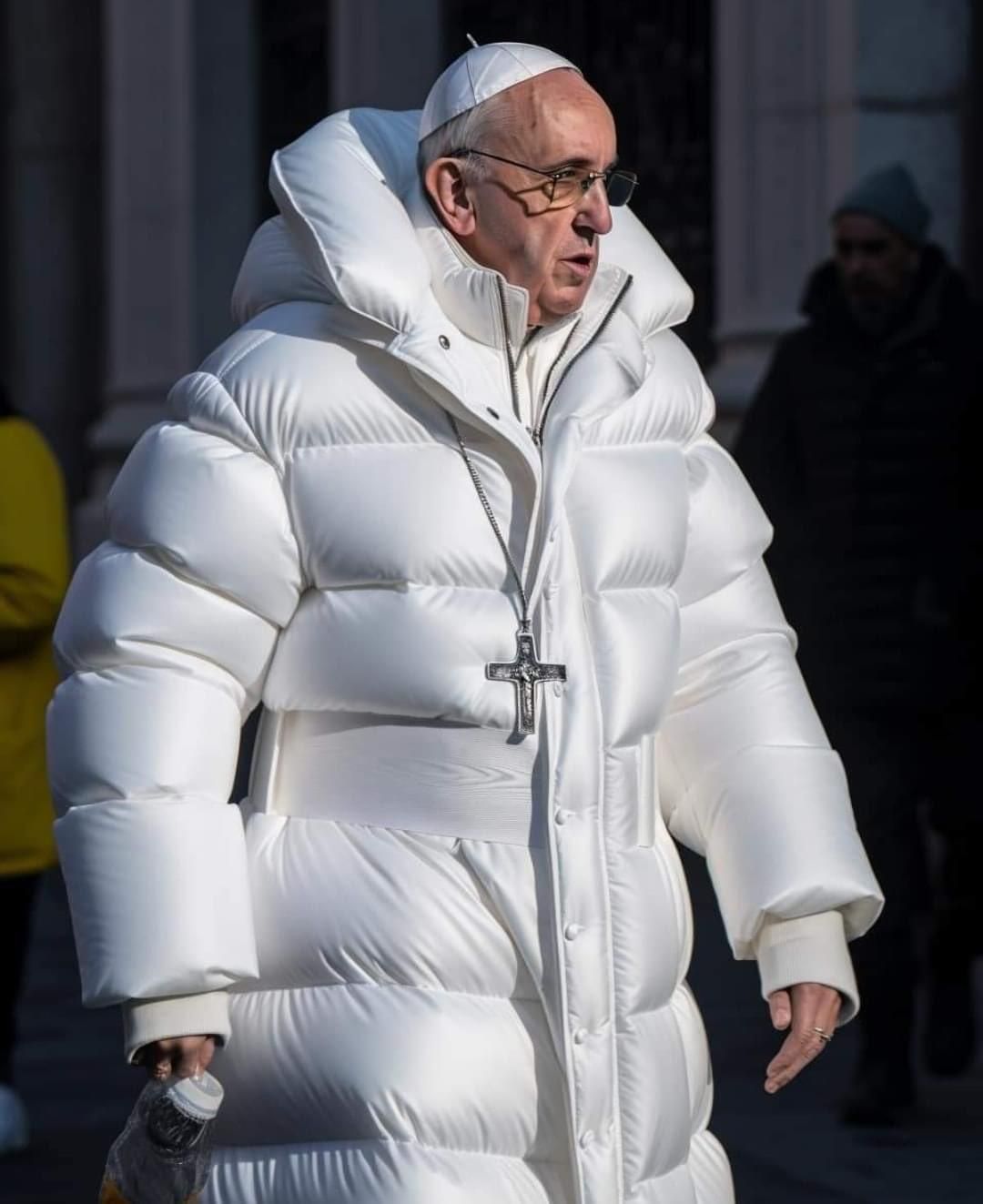 Pope Francis was spotted sporting an all white fashion ensemble