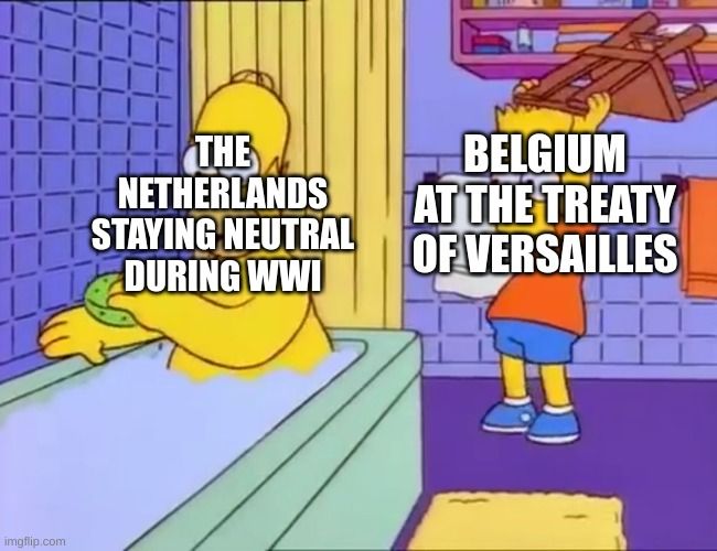 The Netherlands at Versaillles were the opposite of Denmark: Denmark got land without joining WW1, The Netherlands almost lost land