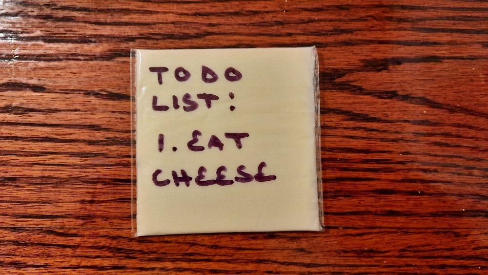 Ever notice that single-serve cheese slices are the same size as Post-It Notes?