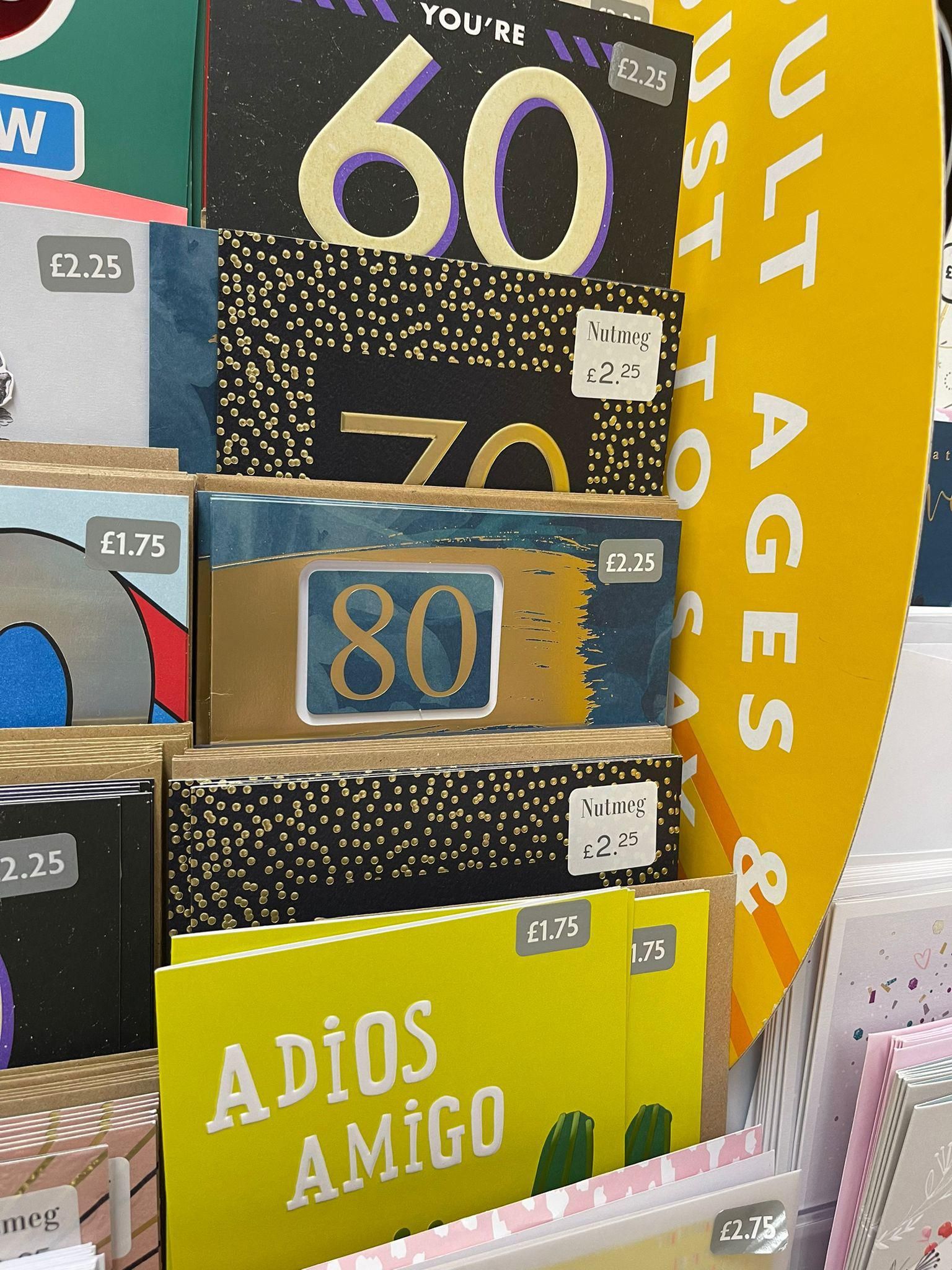 This birthday card display is a bit insensitive…