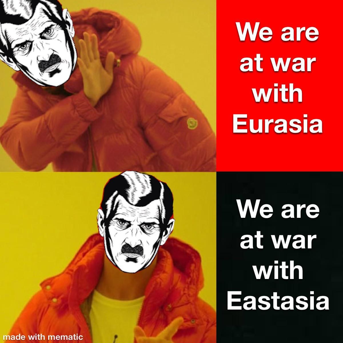 Eurasia is our ally and we were always at war with Eastasia