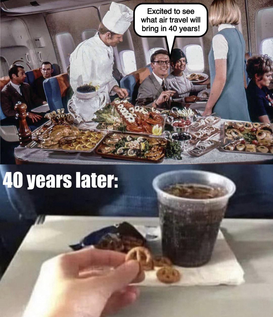 Air travel then and now