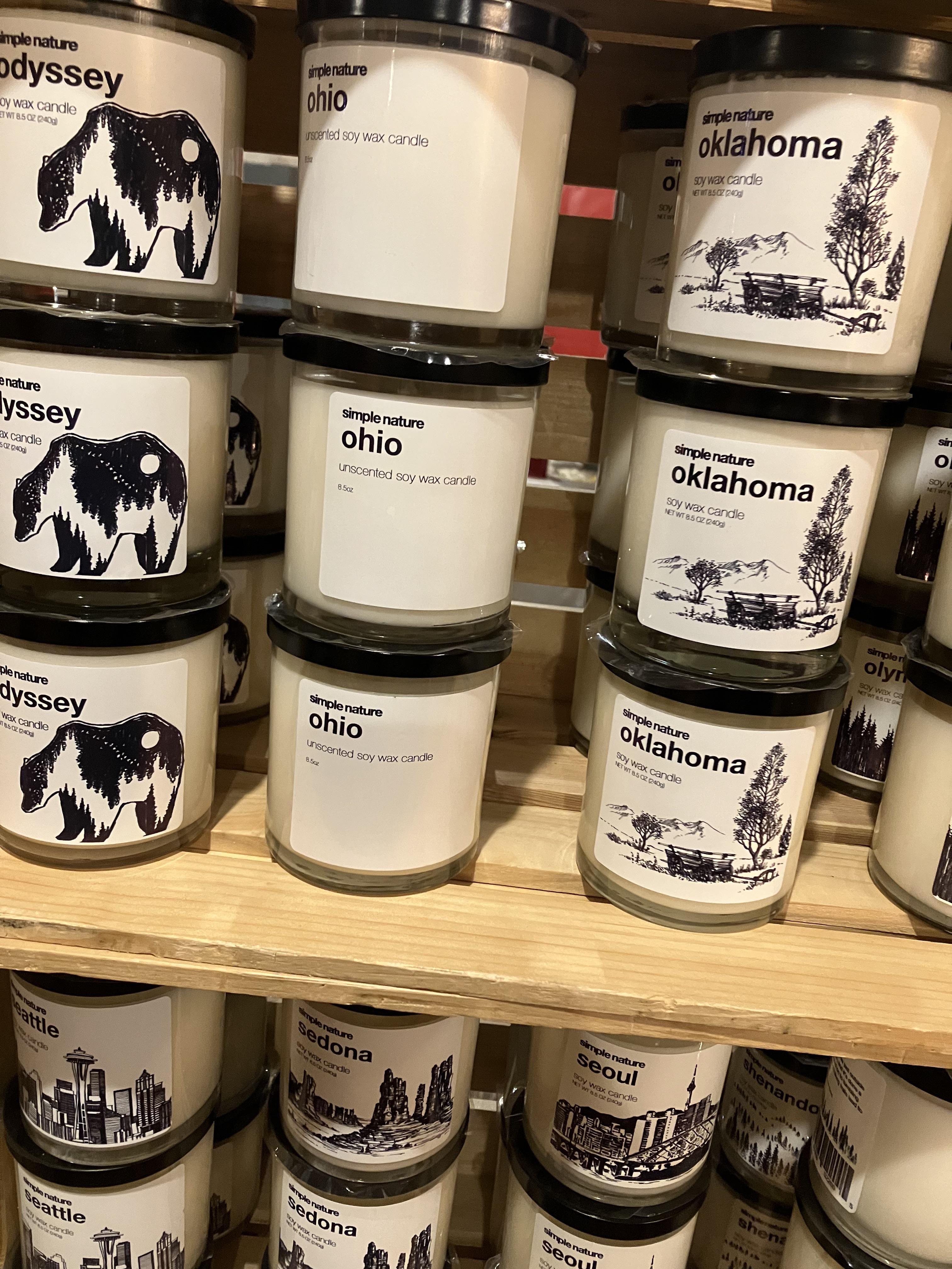 A candle shop at the local farmers market.