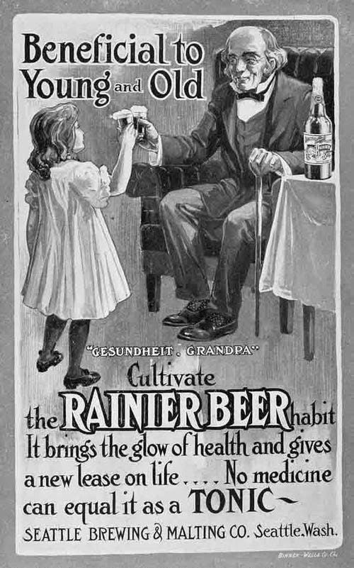 Make sure your child has their daily beer! 1905 advertisement