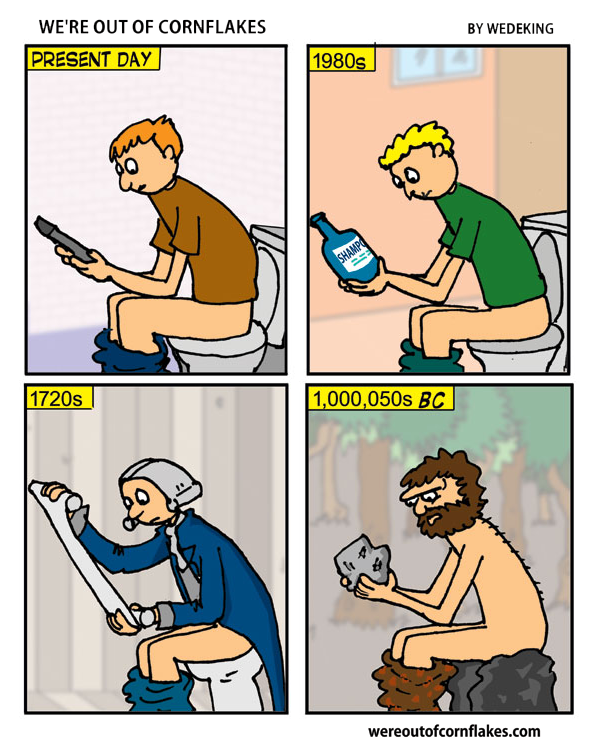 Reading while on the toilet over the years