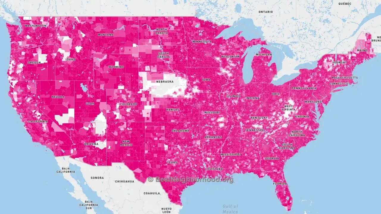 T-mobile coverage map: "Screw Nebraska"