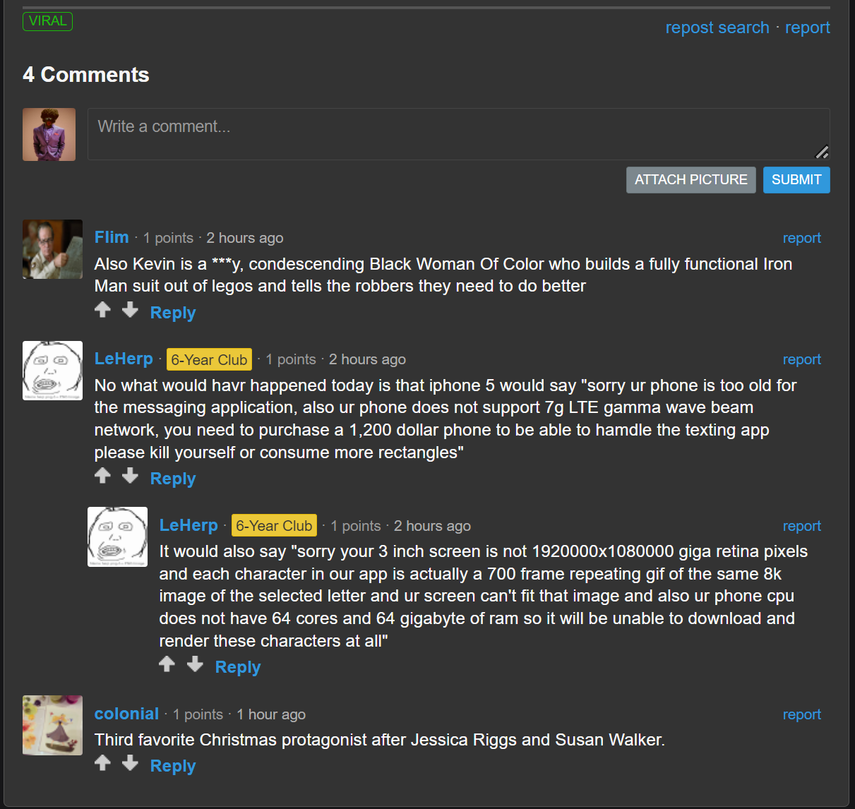 I call this one, "Three retards commenting on a Viral post"