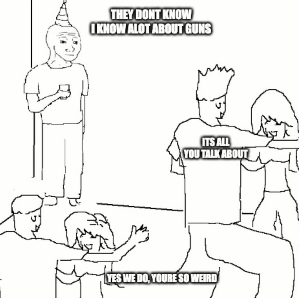 Why go to parties when you can't talk about guns?
