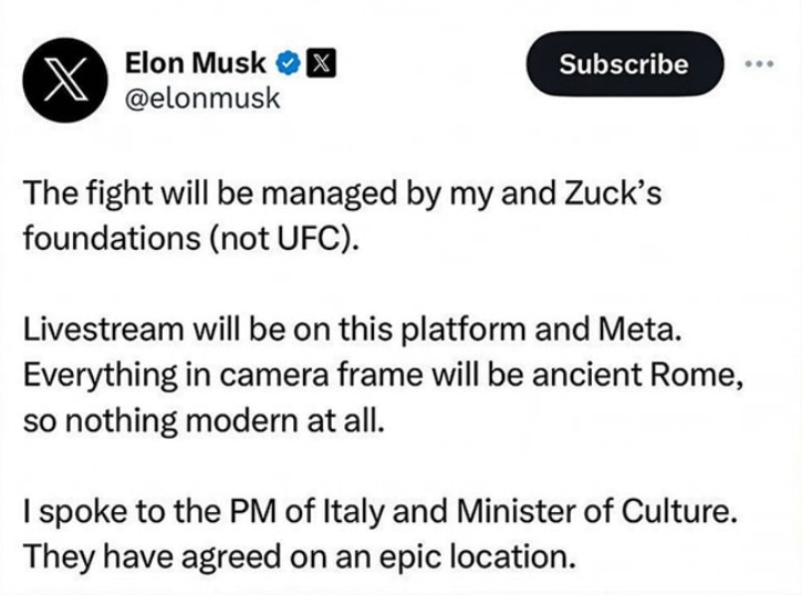 We are really ought to watch two billionaires fighting in the ***ing Colosseum kek