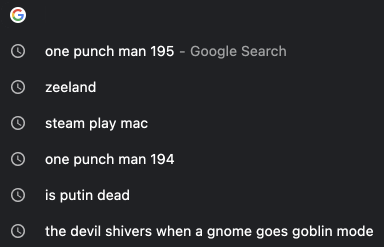 My search history intrigues me