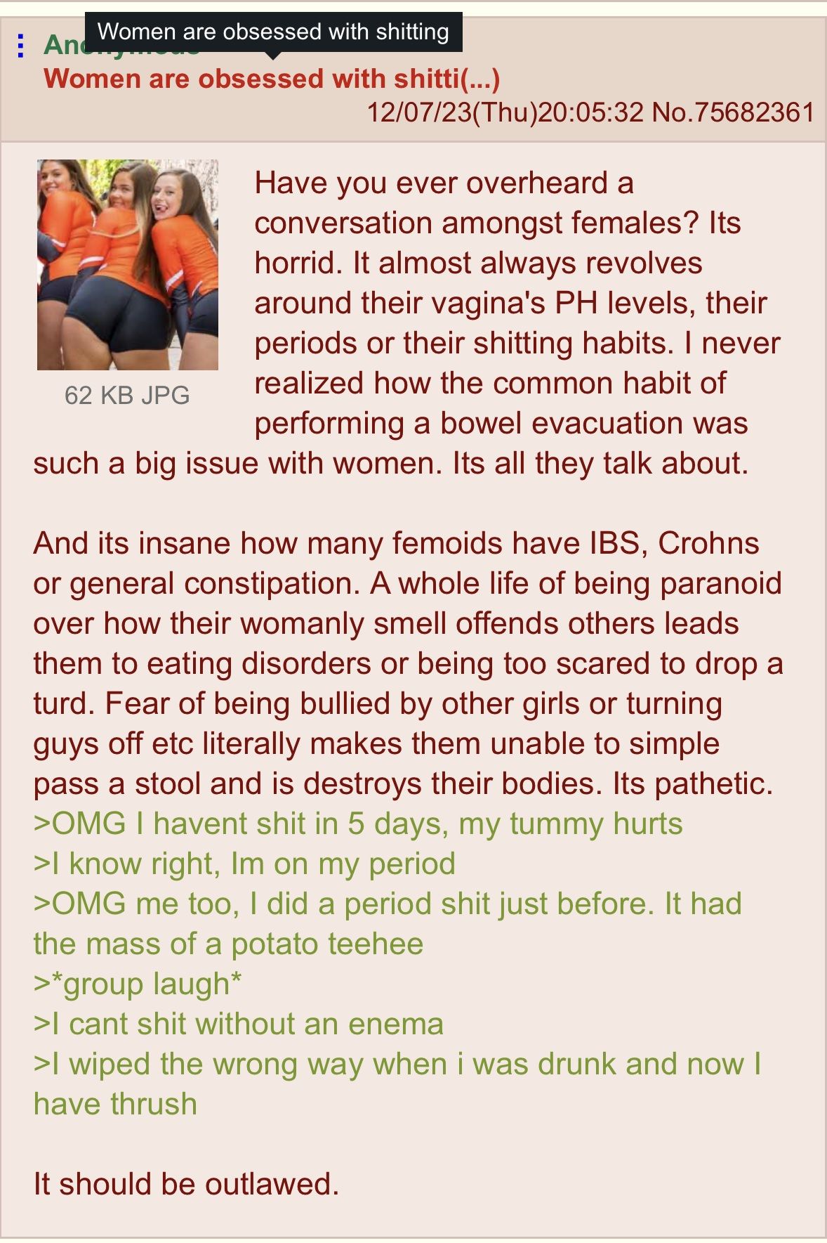 anon hears the most normal female conversation
