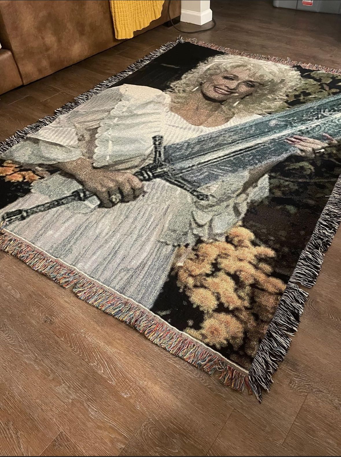 Shoes OFF on my Dolly Parton Moonlight Greatsword rug please