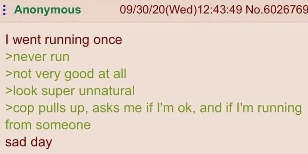 Anon goes for a run