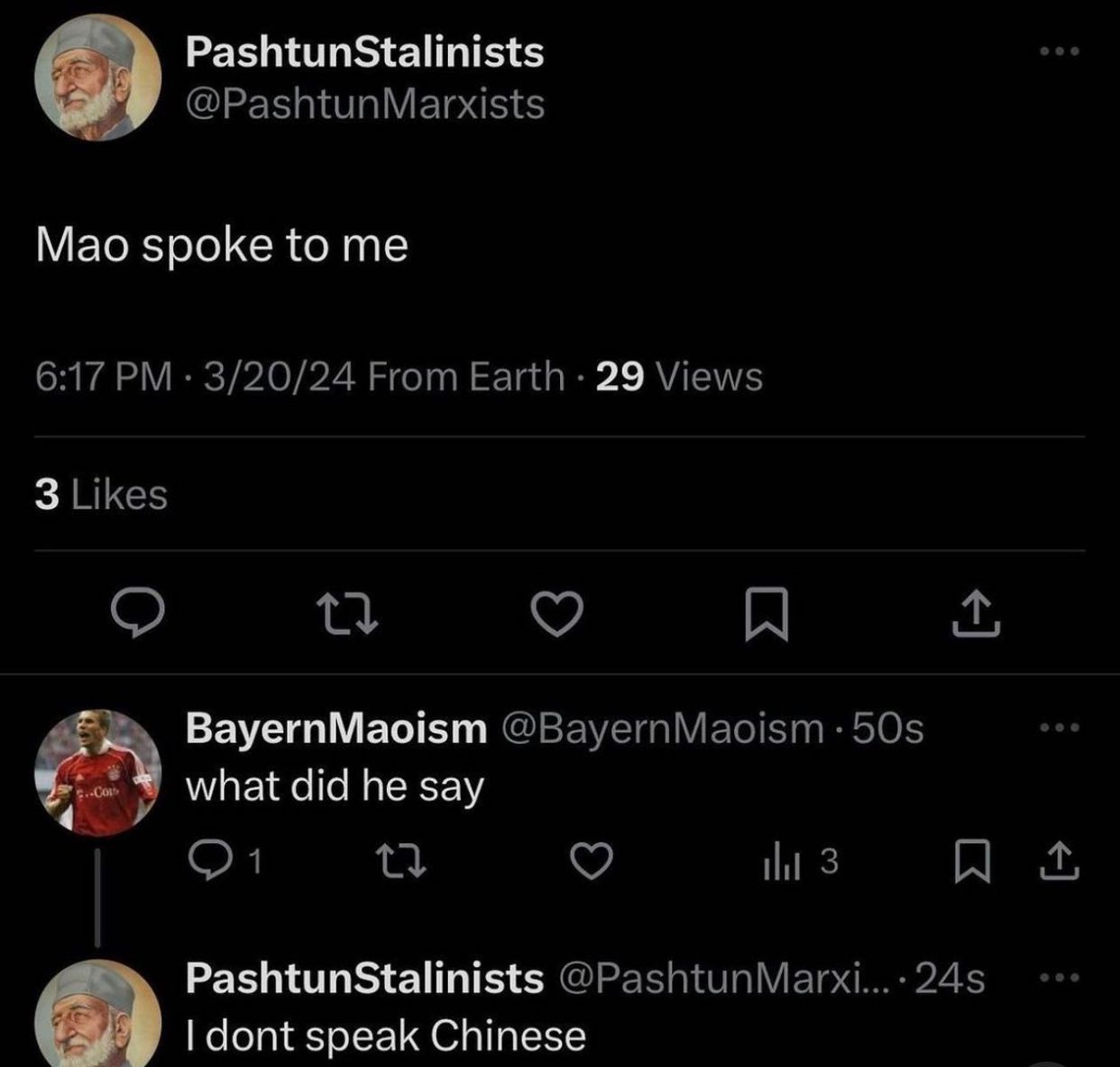 Mao said “我不會說中文“
