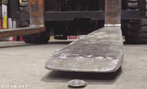 Forklift coin trick