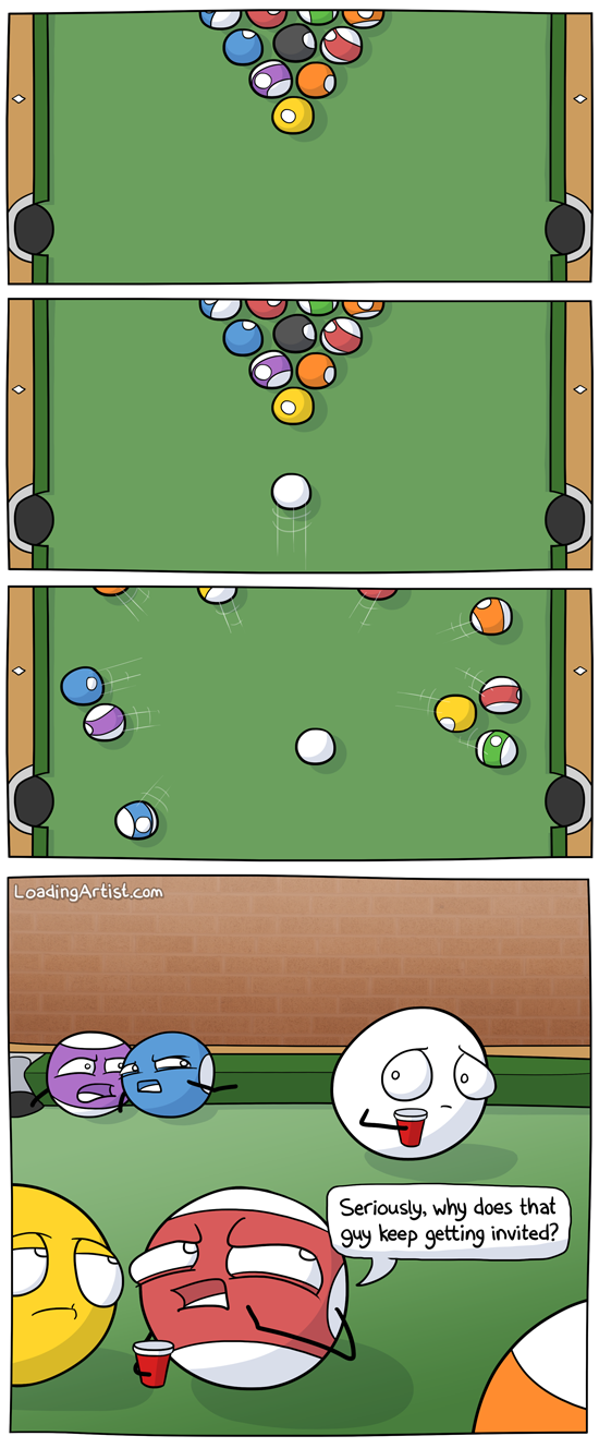 Socialy awkward cue ball