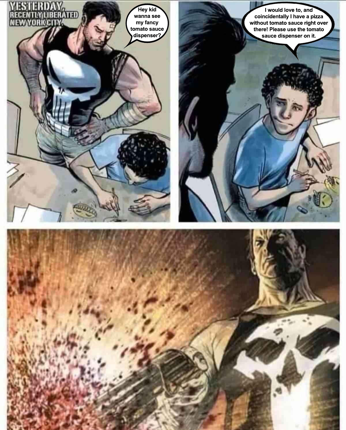 (he shot the kid for disliking pizza bianca)