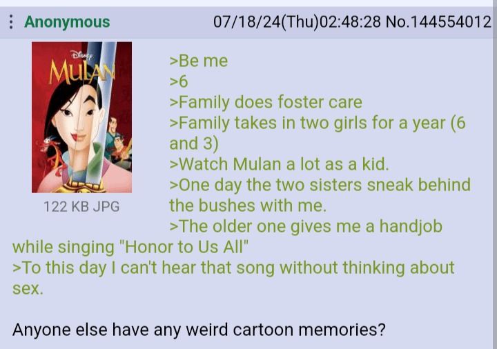 anon watched Mulan as a kid