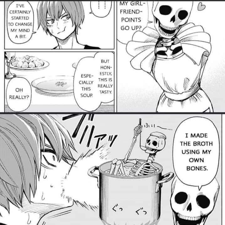 Skeleton girl bath water