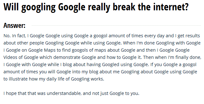 Google google while googling google