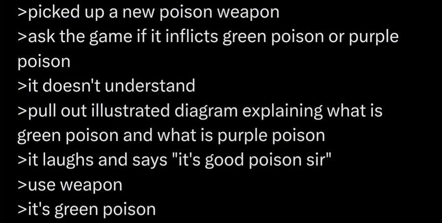 Green is poison, purple is acid