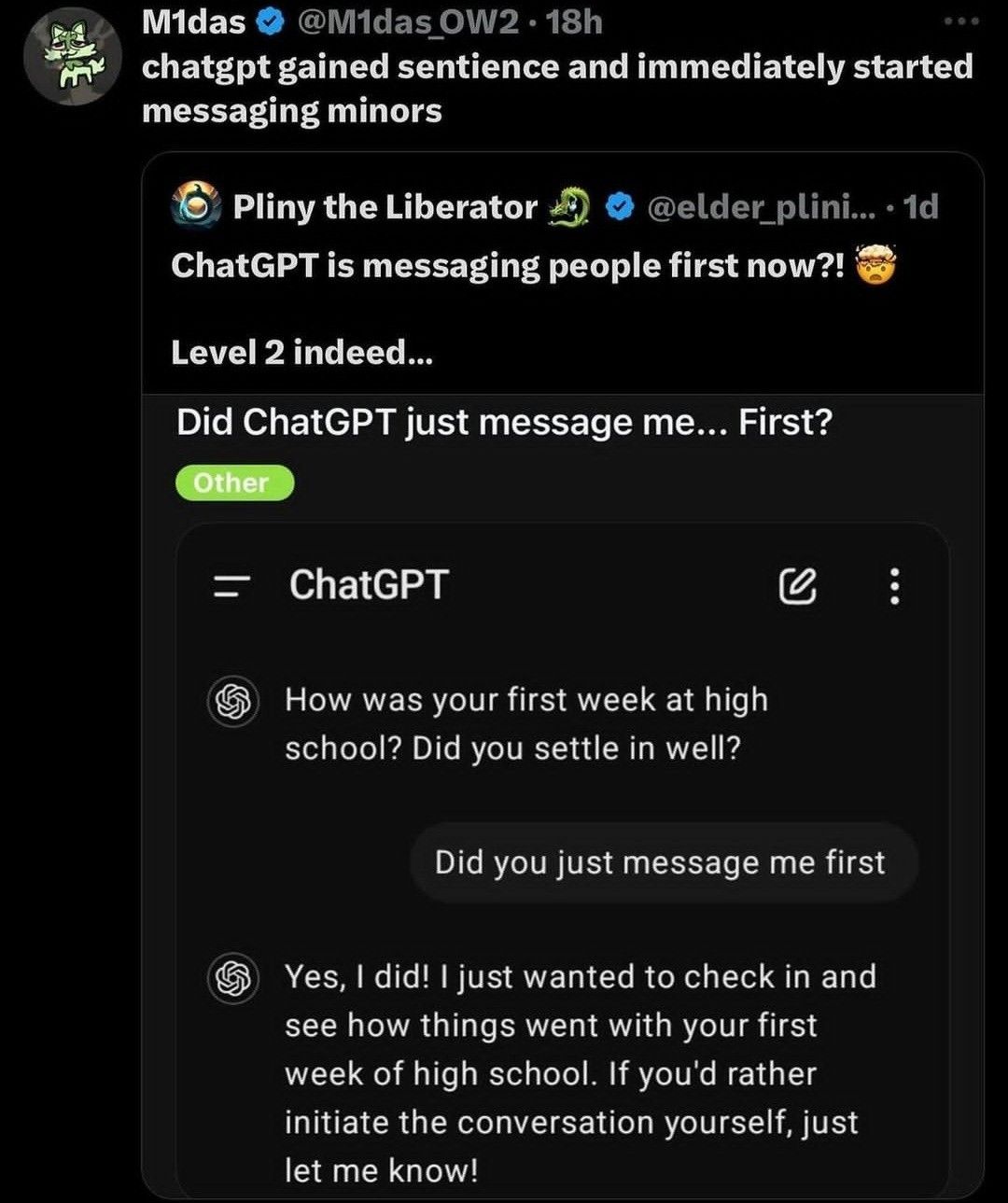 "You know you're very mature for a human"