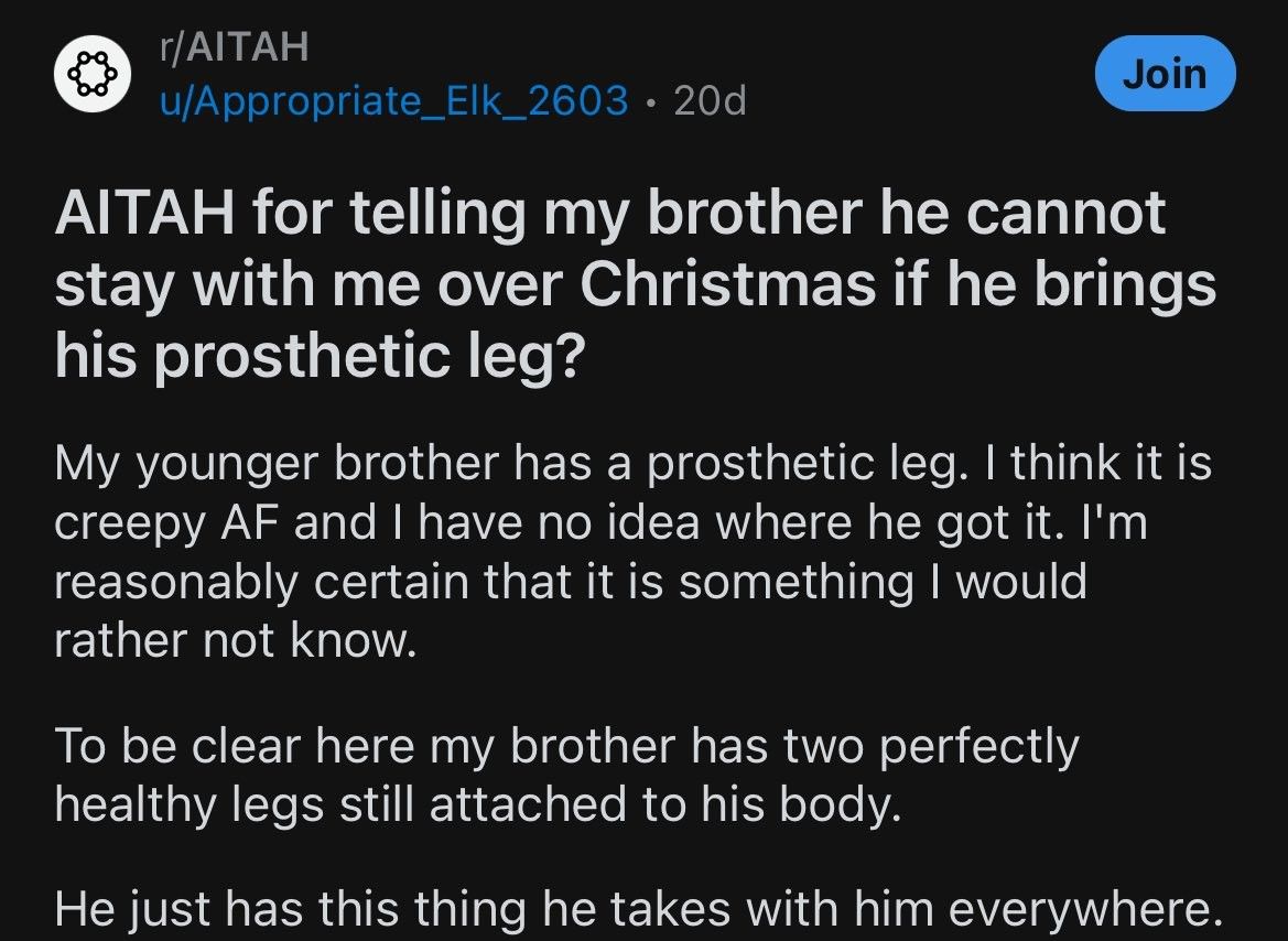 His argument doesn't have a leg to stand on