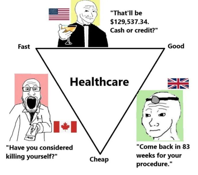 The english speaker cannot comprehend proper healthcare