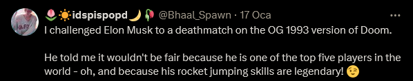 Protip: let alone rocket jumping, jumping is not possible in Doom