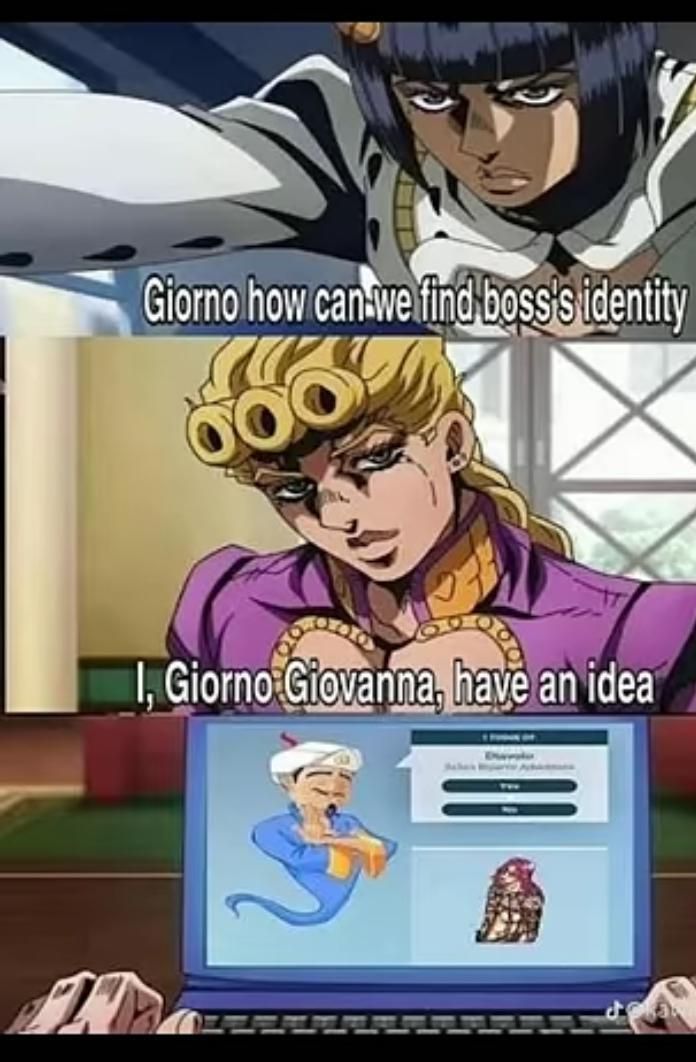 find out boss' identity by watching JoJo