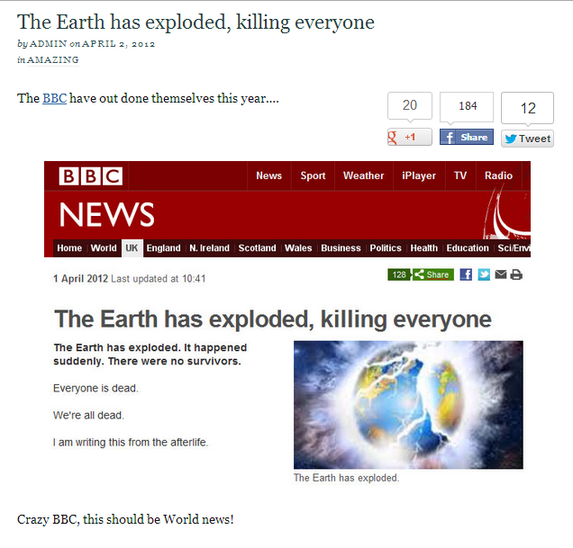 BBC Is either trolling , or just trying to trick aliens so that they come to check on us !