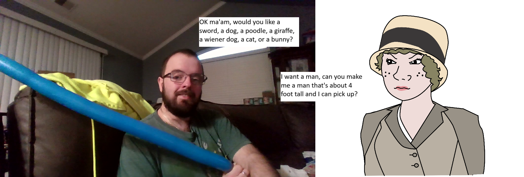 This happened when making balloon animals for the elderly