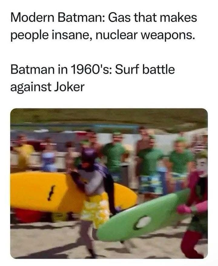 He's the only version of Batman who carries anti-shark spray