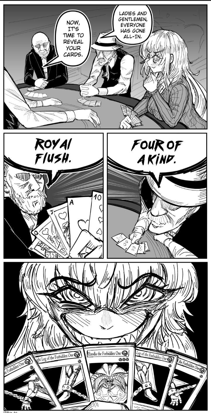 It's actually a pretty low hand in this format, but her other hand is a handgun