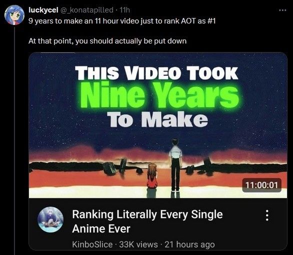 It's the 9/11 of anime ranking lists