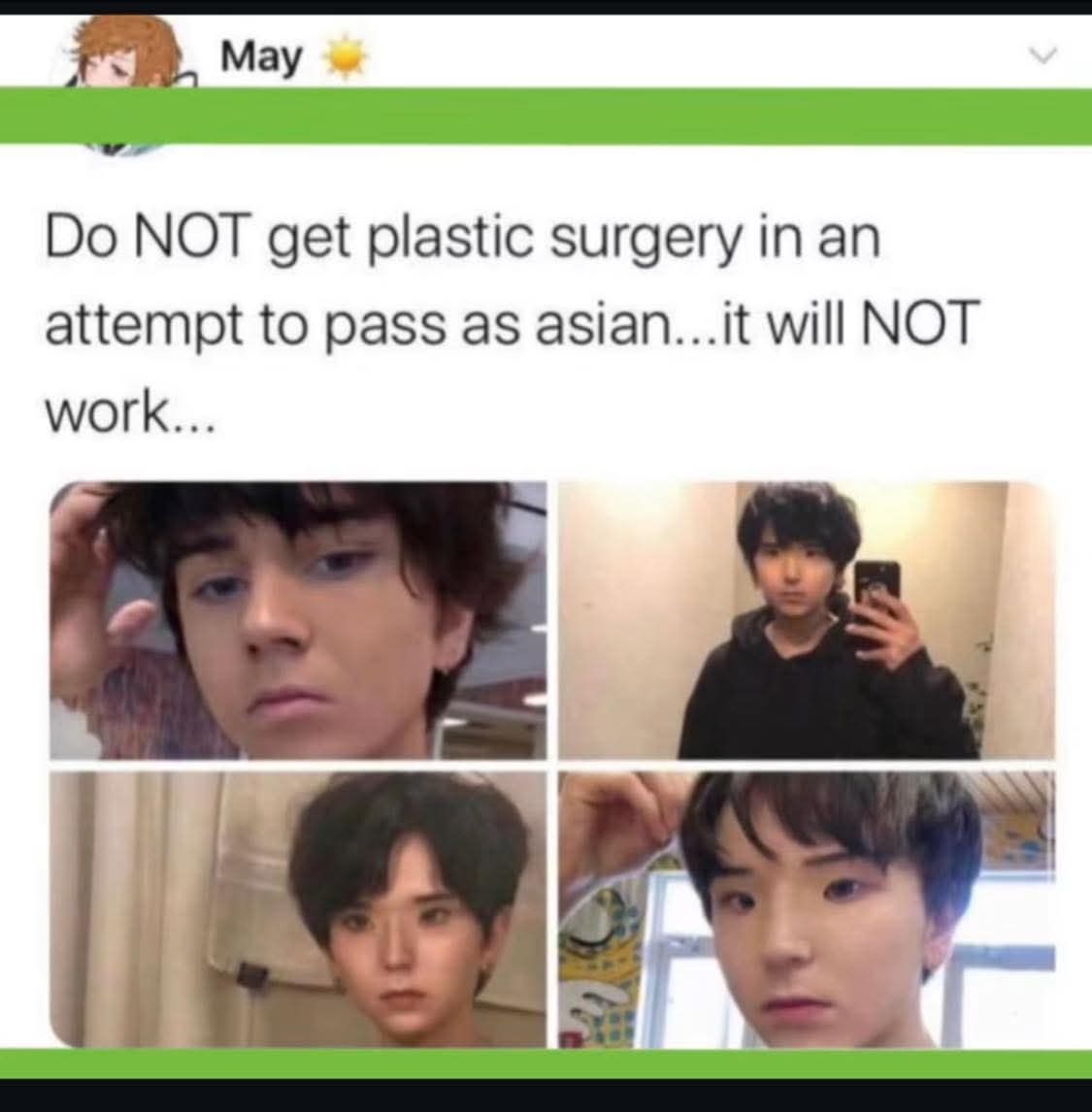 Bro looks like he is wearing someone else's face lol
