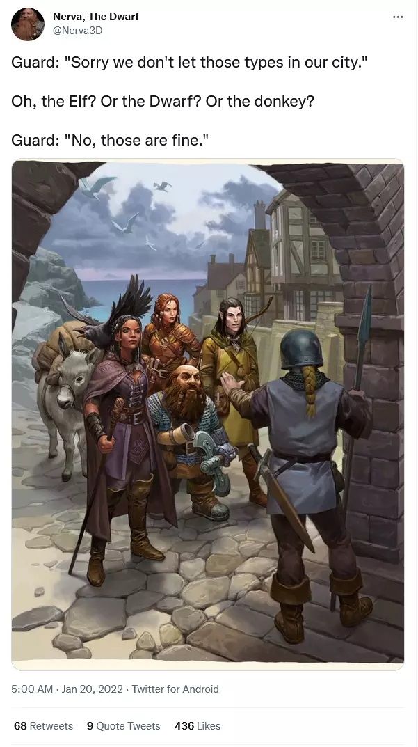 Your party attempts to enter the town gate, but is stopped by the Watchman. He is a Bulgarian