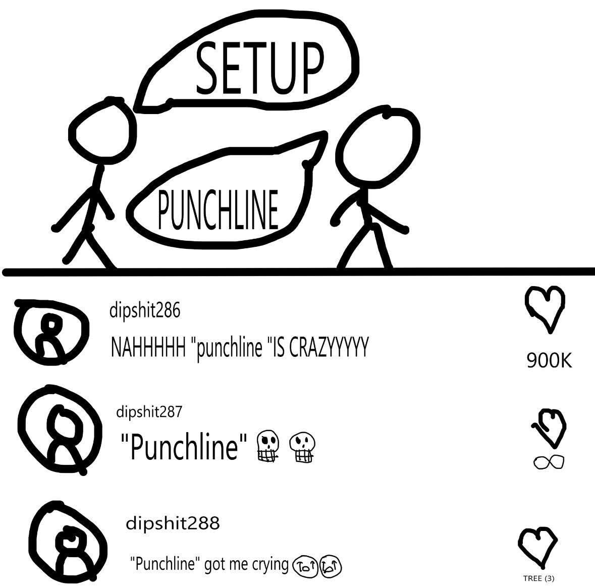 I can't believe he said "punchline" ☠️☠️☠️