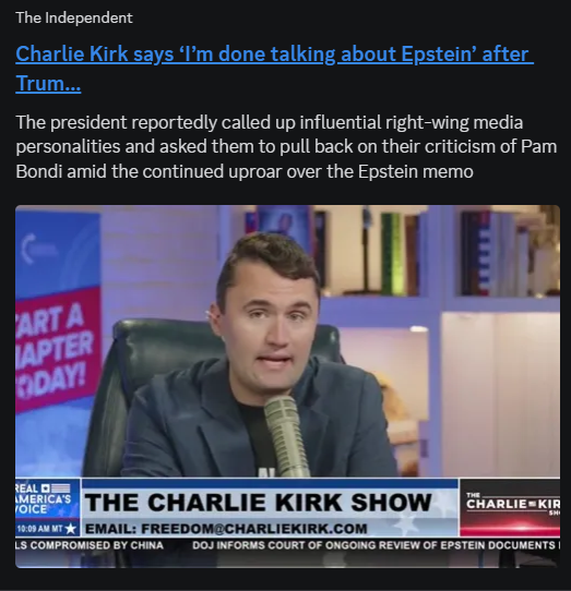 How quickly things turn. No more Epstein guys.