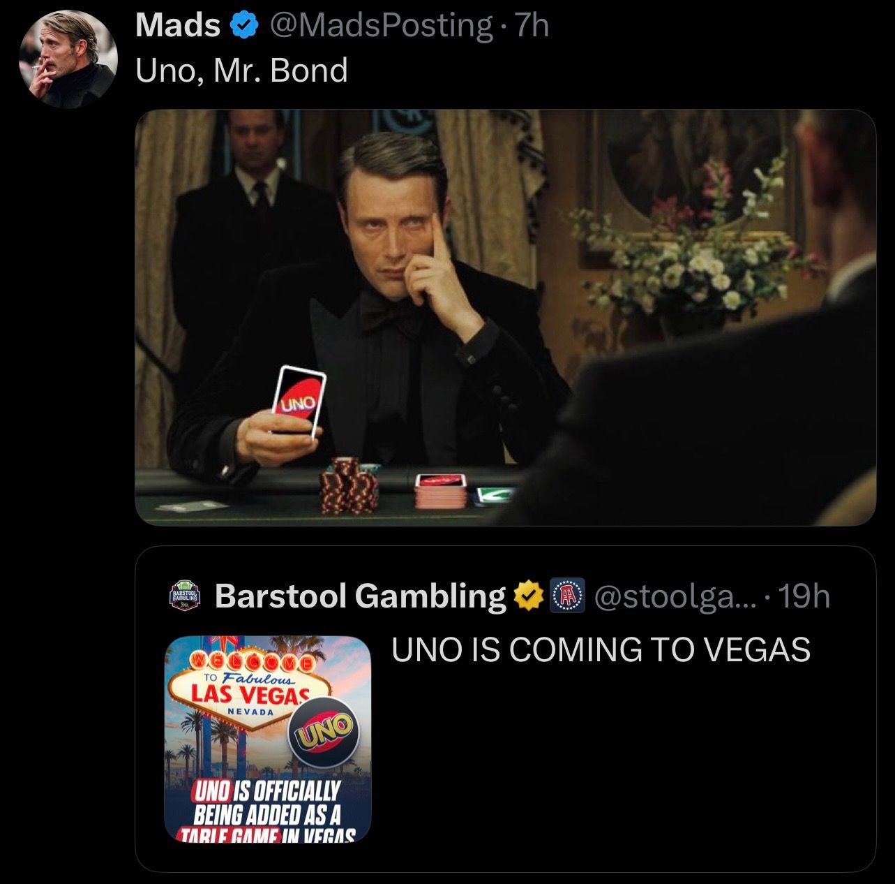 No Mr. Bond, I expect you to draw 2!
