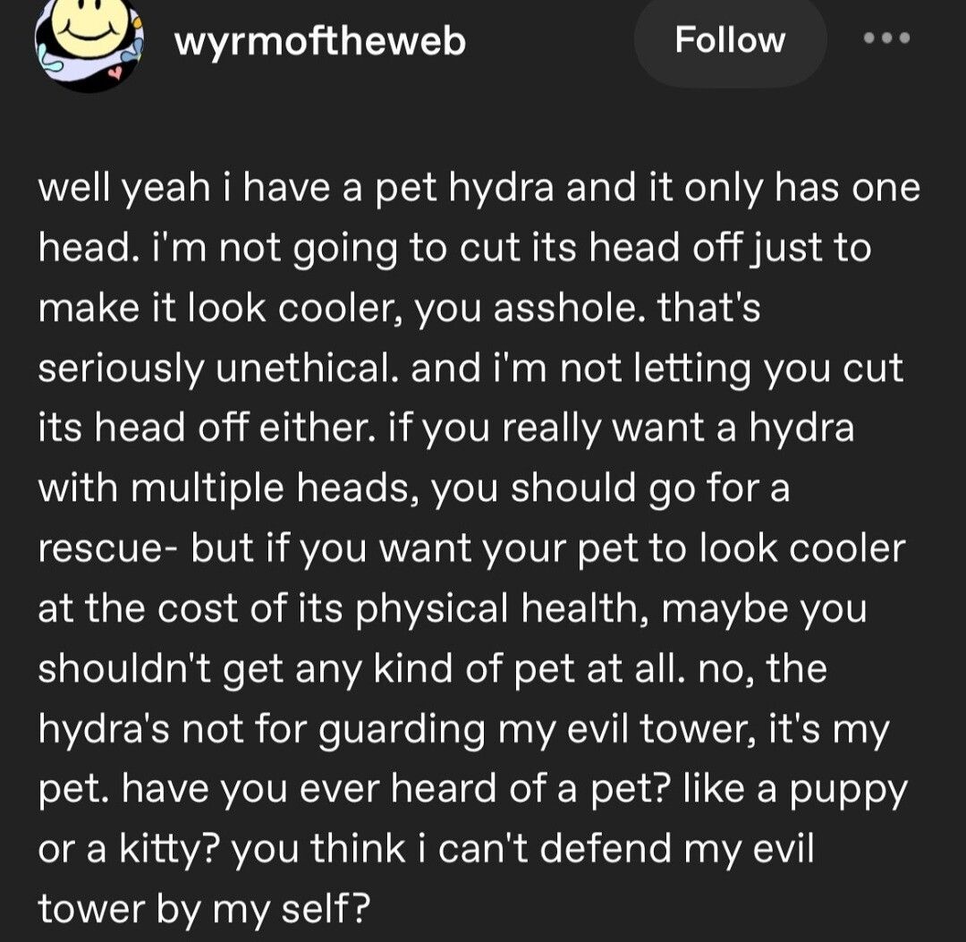 He's not giving his hydra head
